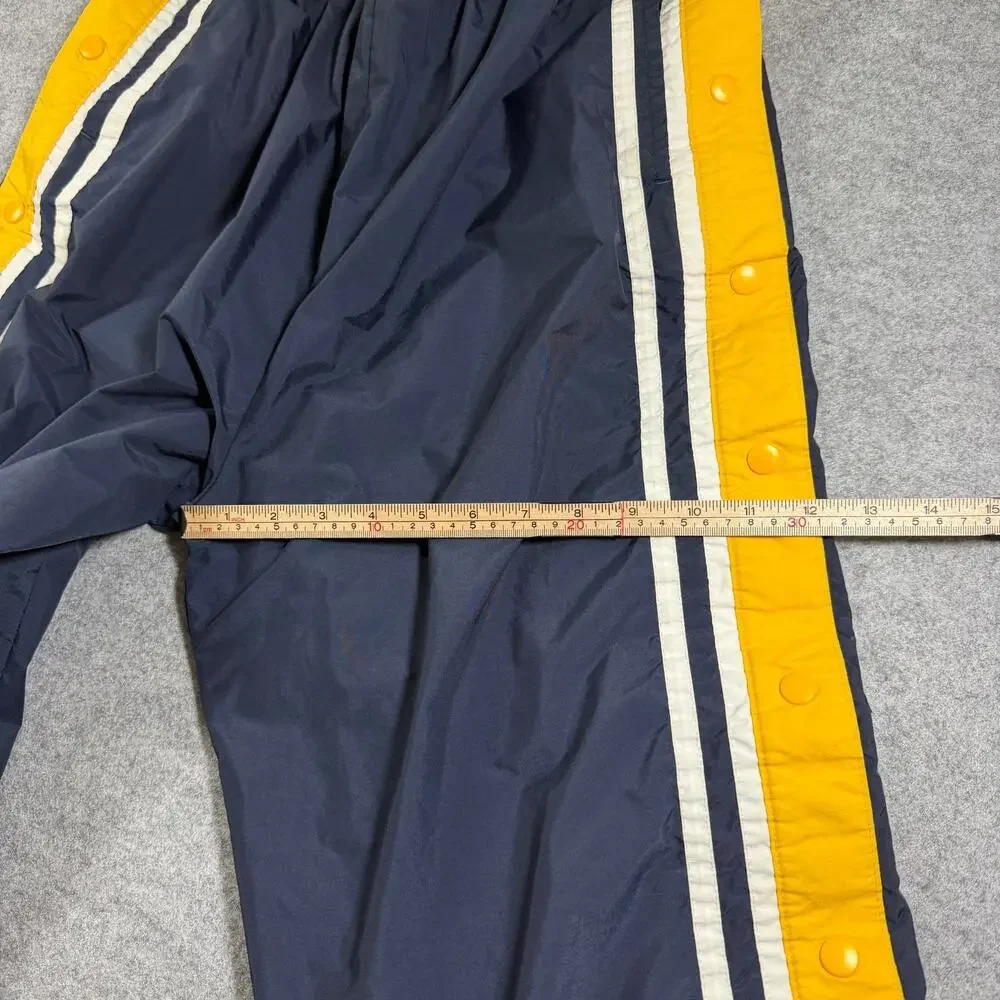 Vintage Holloway Track Pants Mens M Navy Yellow Stripe Snap Side Tearaway Wind